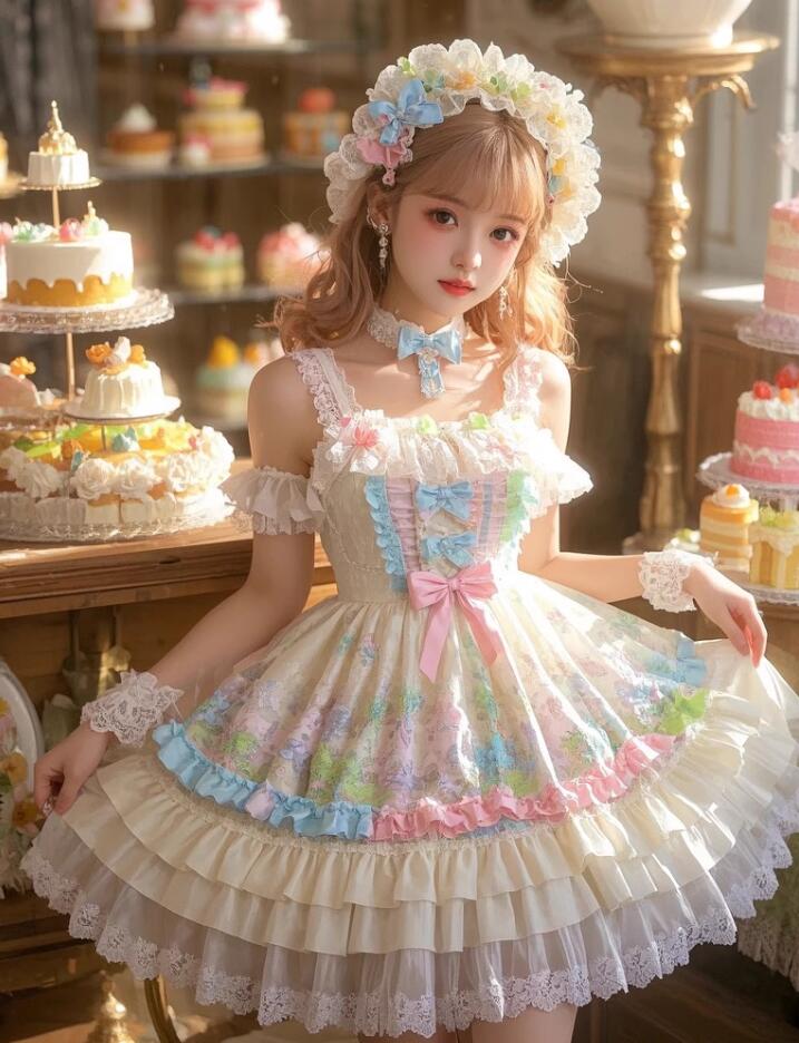 レディースロリータドレス JSKドレス　可愛いワンピース レース リボン キャミソールワンピースlolita 洋服 コスプレ衣装 コスチュームワンピース 文化祭 学園際 キャミソールドレス ピンク S M L　可愛い萌え萌え レディース メイド服 コスプレ　仮装 変装　膝丈