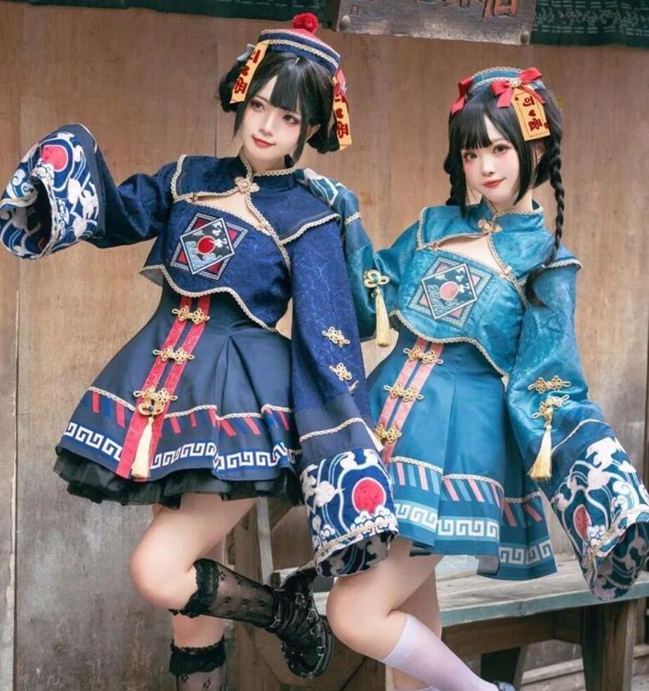 大人コスプレ衣装 キッズ ロリータ ドレス 可愛いハロウィンコスプレワンピース 4色 女の子中華風キョンシーコスプレ ゾンビ魔除け ガールズロリータ ワンピース クリスマス Halloween 道士服 ロリータLolita ハロウィンコスプレ 衣装 S M L XL