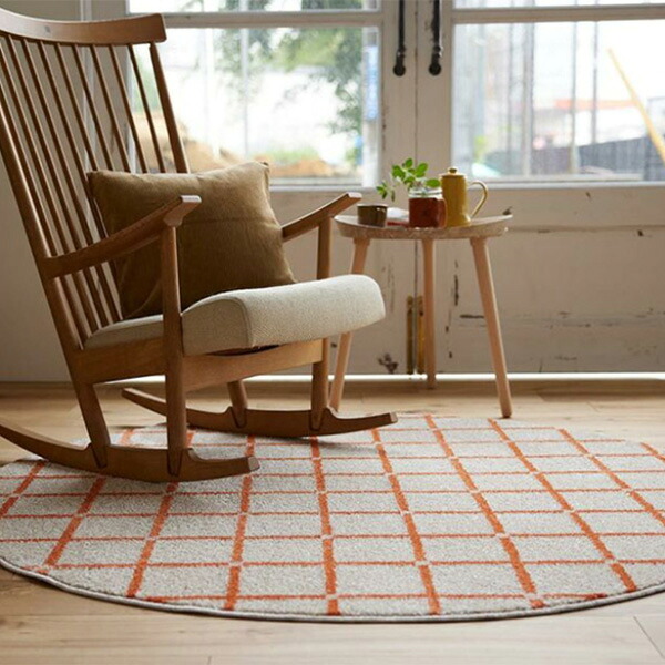 【貨物輸送無料】引っ敷き つや消し HOME RUG MAT 2024-2025 M Othello/NO.134-76238 #5 オレンジ色 （正円） 150x150糎