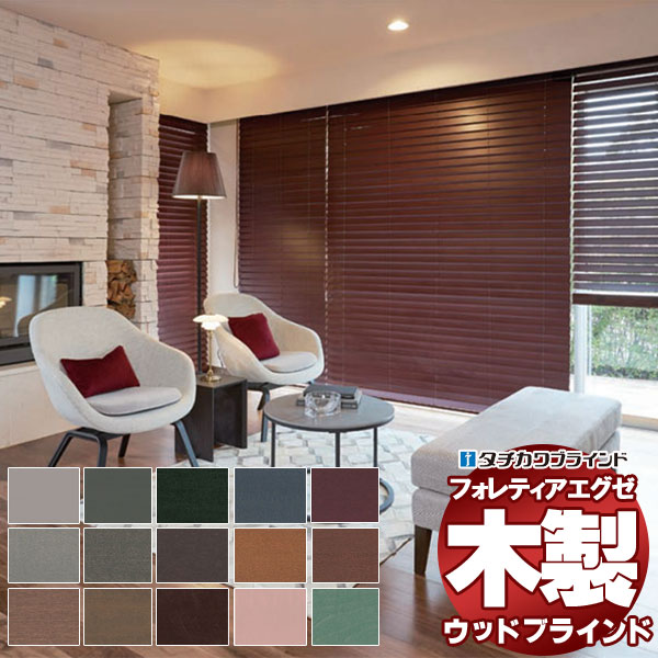 【最大ポイント23倍＋クーポン】木製ブラインド 最高級品 タチカワブラインド ウッド フォレティアエグゼ63 ベーシック FT-6011～6036 ループタッチ操作 幅120×高さ260cm迄