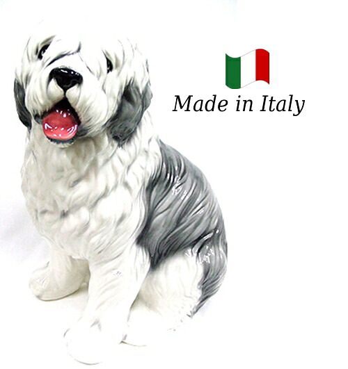 ボブテール 置物 オブジェ h6-71 【送料無料】 イタリア 陶器 動物 雑貨 犬 イヌ|インテリア西岡(輸入家具&雑貨)