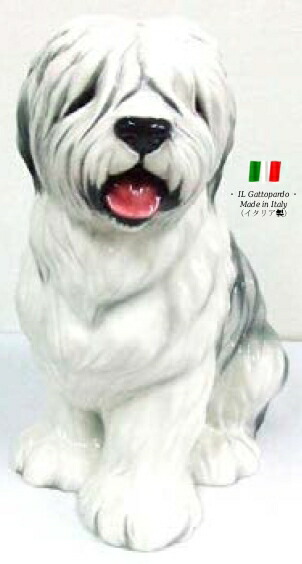 ボブテール 置物 オブジェ h6-61 【送料無料】 イタリア 陶器 動物 雑貨 犬 イヌ