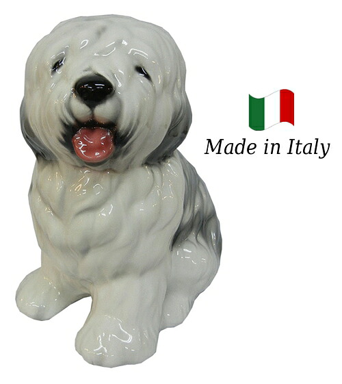 ボブテール 置物 オブジェ h6-44 【送料無料】 イタリア 陶器 動物 雑貨 犬 イヌ