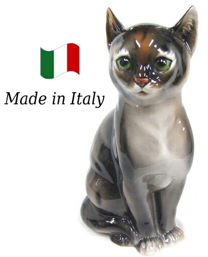 楽天市場】イタリア製 輸入雑貨 ネコ 猫 陶器 置物 オブジェ ブルー
