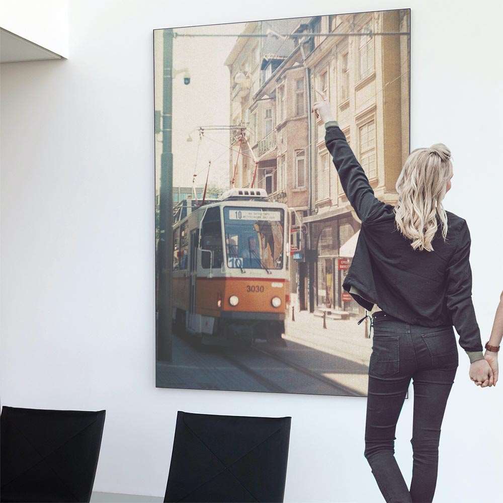 特大 B0サイズポスター レトロ B0 約103 145cm アート 巨大 大きい インテリア アート 乗り物 フォト シンプル 送料無料 特注 ビッグ 壁紙 モダン お洒落 ニューヨーク 街並み ブルックリン アメリカン 路面 電車 乗り物 レトロ 線路 モノトーン インテリア