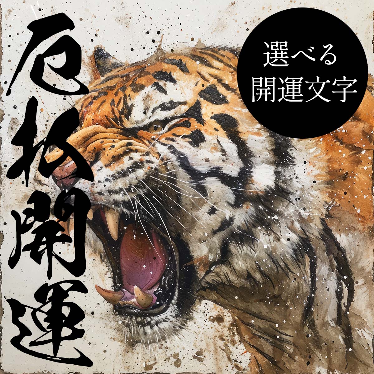 【選べる文字】守護神 とら 虎 獅子 干支 タイガー 開運 正方形ポスター ご利益 魔除け 厄払い 後厄 前役 グッズ 四角 リフォーム スクエア インテリア デザイン プリント 絵画 店舗 お洒落 かっこいい【mj-poster-92】