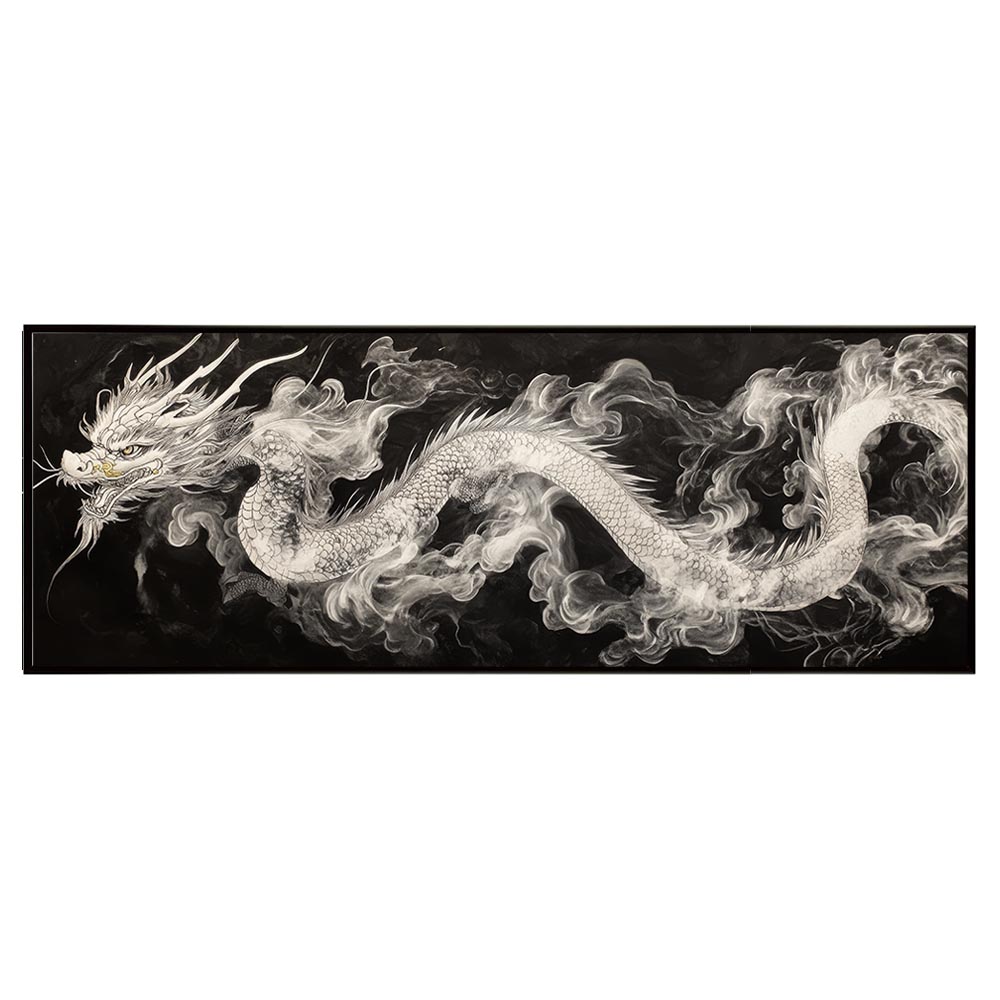 龍神 ドラゴン 辰 開運 金運 縁起物 絵画 パノラマポスター 墨絵 ゴールド (297ｍｍ&times;840ｍｍ) フレーム 横長 額縁 インテリア おしゃれ アルミフレーム 絵画 作品 水平 アート 美術品 掛け軸 【pn-poster-20】｜ファッションポスターEFPI 12,958円