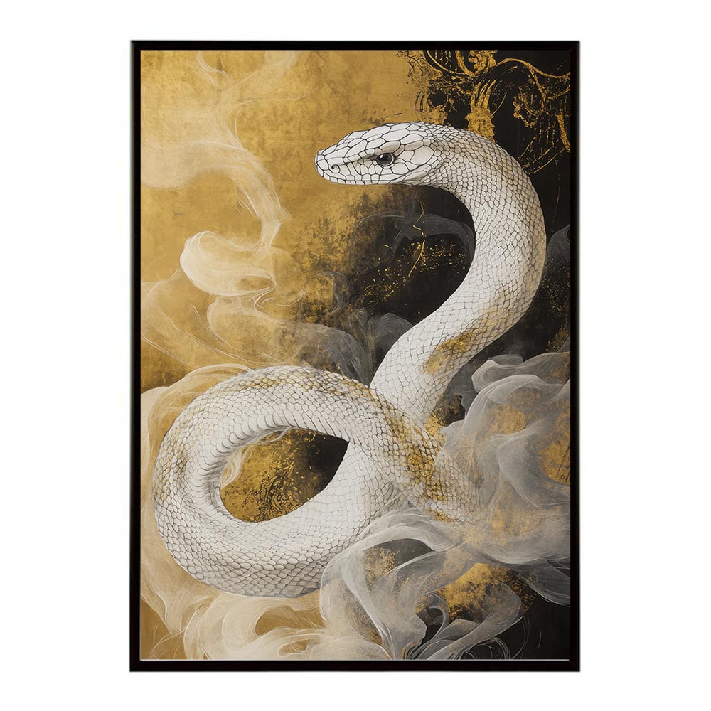 風水絵画 金色の蛇のアート・イラスト（A4サイズ） 金運上昇 2025年干支 lh-poster-11526_1.jpg