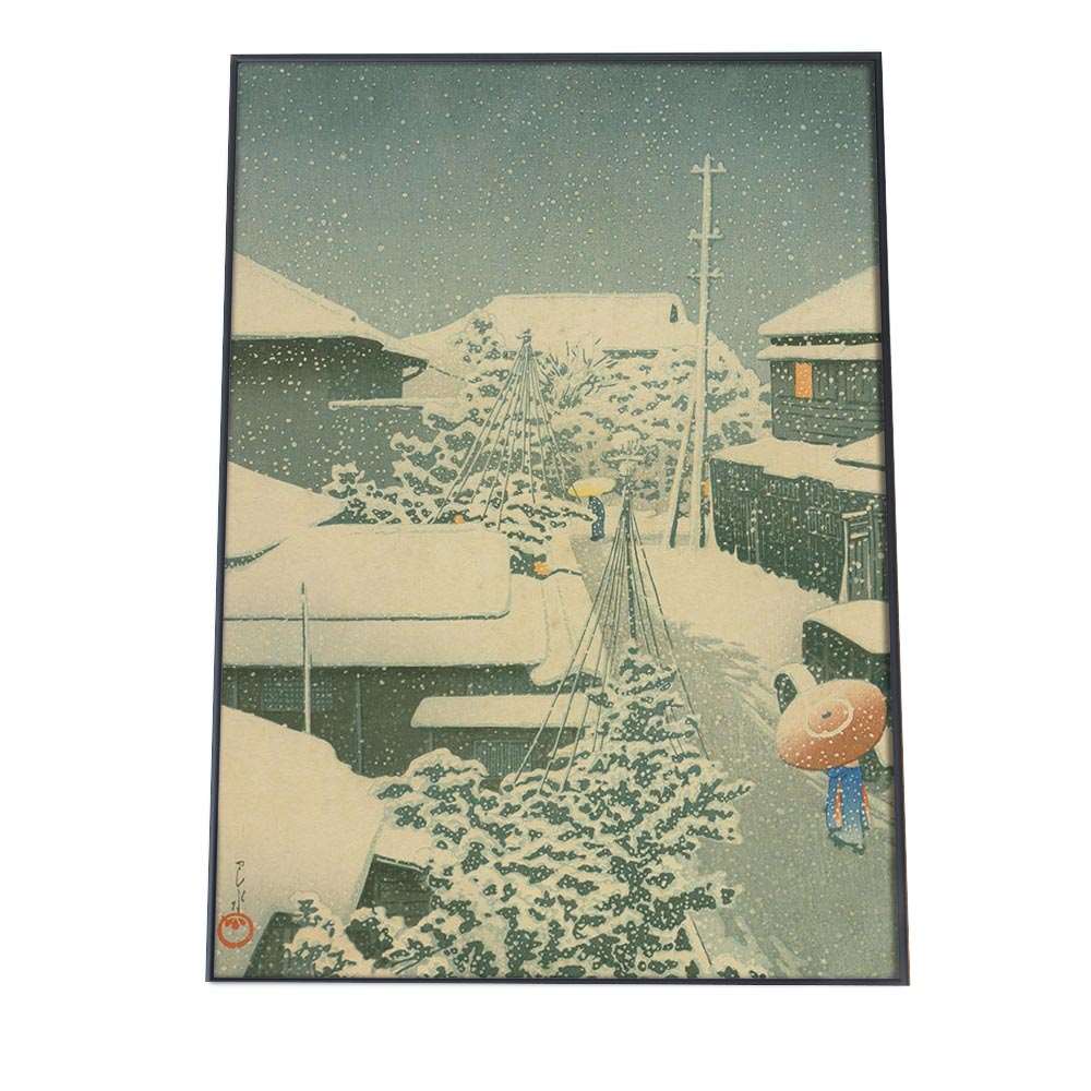 【楽天市場】川瀬巴水 かわせはすい 浮世絵 ポスター 3代地の雪 複製 レプリカ 名画 デジタルリマスター レトロ絵画 絵師 インテリア ...