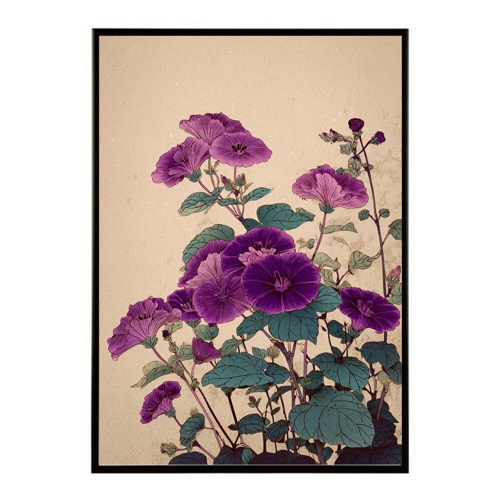 レトロフラワー 花 浮世絵 古典 花札 植物 ボタニカル リース ブーケ ポスター 用紙とサイズが選べる インテリア おしゃれ プリントポスター 【km-poster-103】