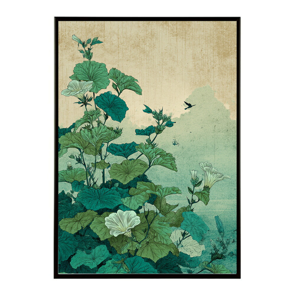 レトロフラワー 花 浮世絵 古典 花札 植物 ボタニカル リース ブーケ ポスター 用紙とサイズが選べる インテリア おしゃれ プリントポスター 【km-poster-116】