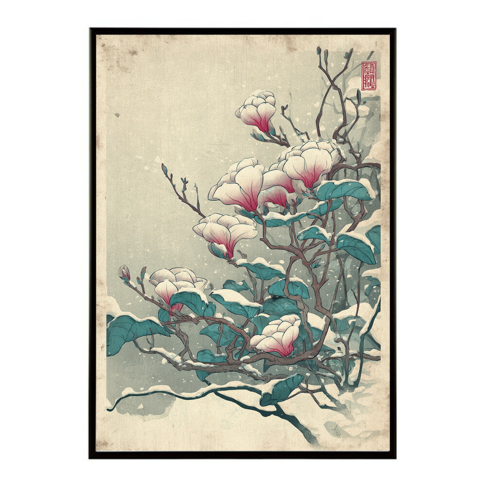 レトロフラワー 花 浮世絵 古典 花札 植物 ボタニカル リース ブーケ ポスター 用紙とサイズが選べる インテリア おしゃれ プリントポスター 【km-poster-130】