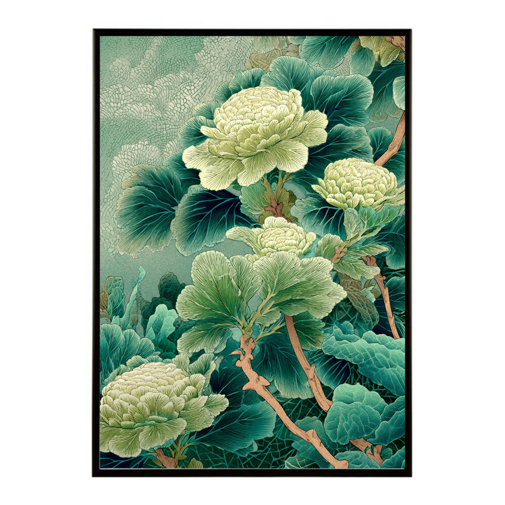 レトロフラワー 花 浮世絵 古典 花札 植物 ボタニカル リース ブーケ ポスター 用紙とサイズが選べる インテリア おしゃれ プリントポスター 【km-poster-133】