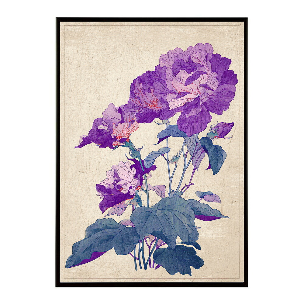 レトロフラワー 花 浮世絵 古典 花札 植物 ボタニカル リース ブーケ ポスター 用紙とサイズが選べる インテリア おしゃれ プリントポスター 【km-poster-151】