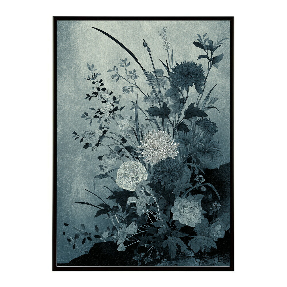 レトロフラワー 花 浮世絵 古典 花札 植物 ボタニカル リース ブーケ ポスター 用紙とサイズが選べる インテリア おしゃれ プリントポスター 【km-poster-152】
