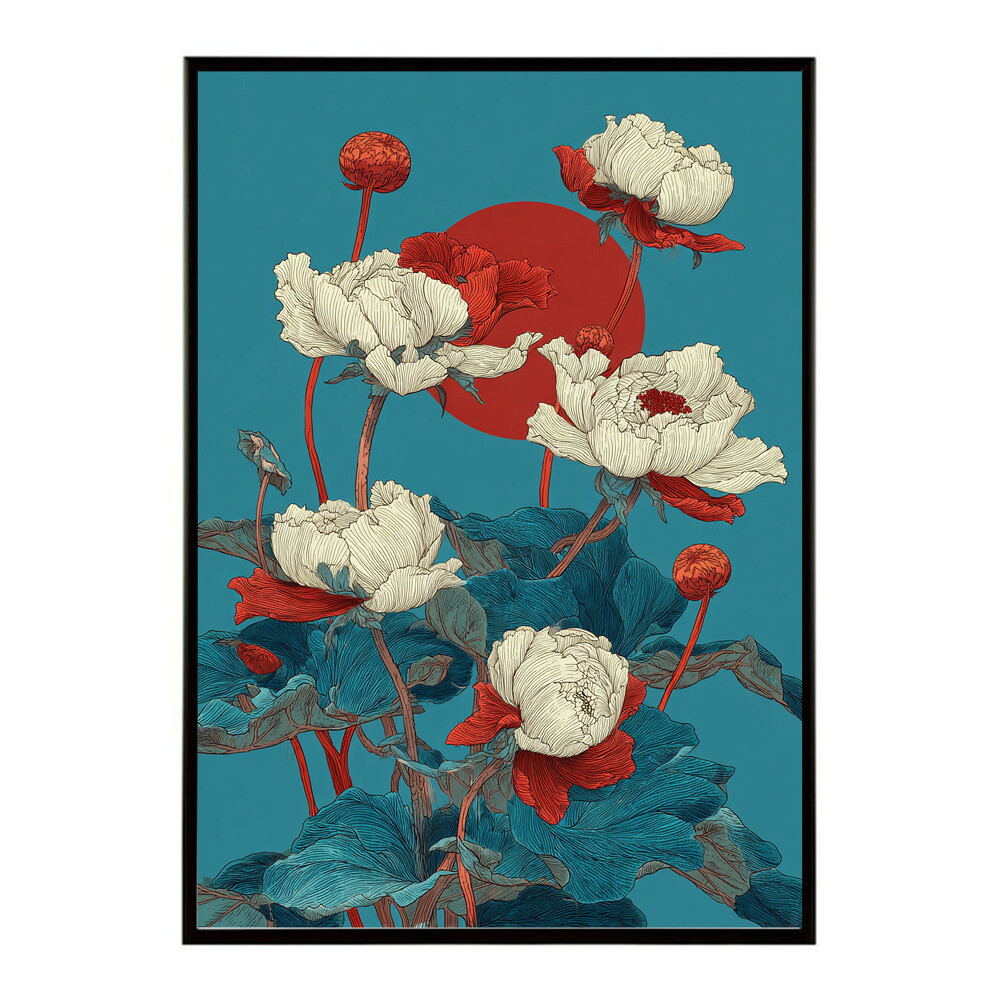 レトロフラワー 花 浮世絵 古典 花札 植物 ボタニカル リース ブーケ ポスター 用紙とサイズが選べる インテリア おしゃれ プリントポスター 【km-poster-163】