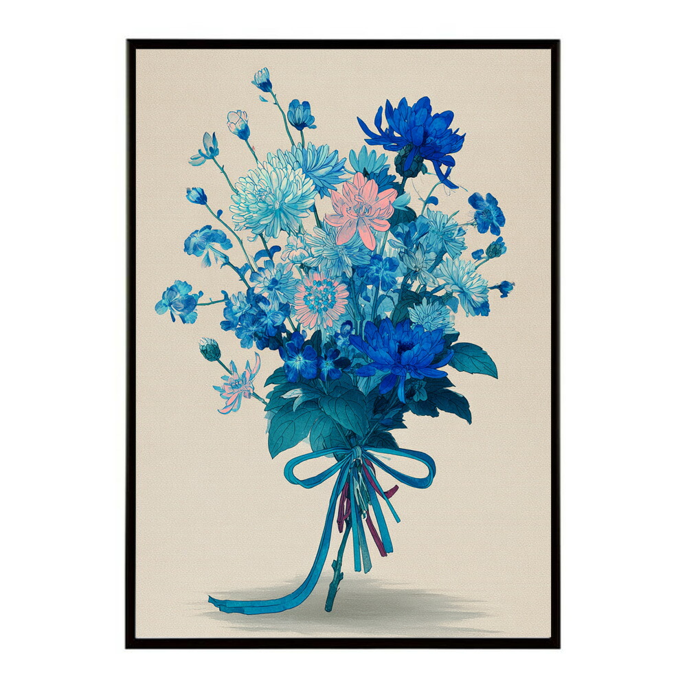 レトロフラワー 花 浮世絵 古典 花札 植物 ボタニカル リース ブーケ ポスター 用紙とサイズが選べる インテリア おしゃれ プリントポスター 【km-poster-24】