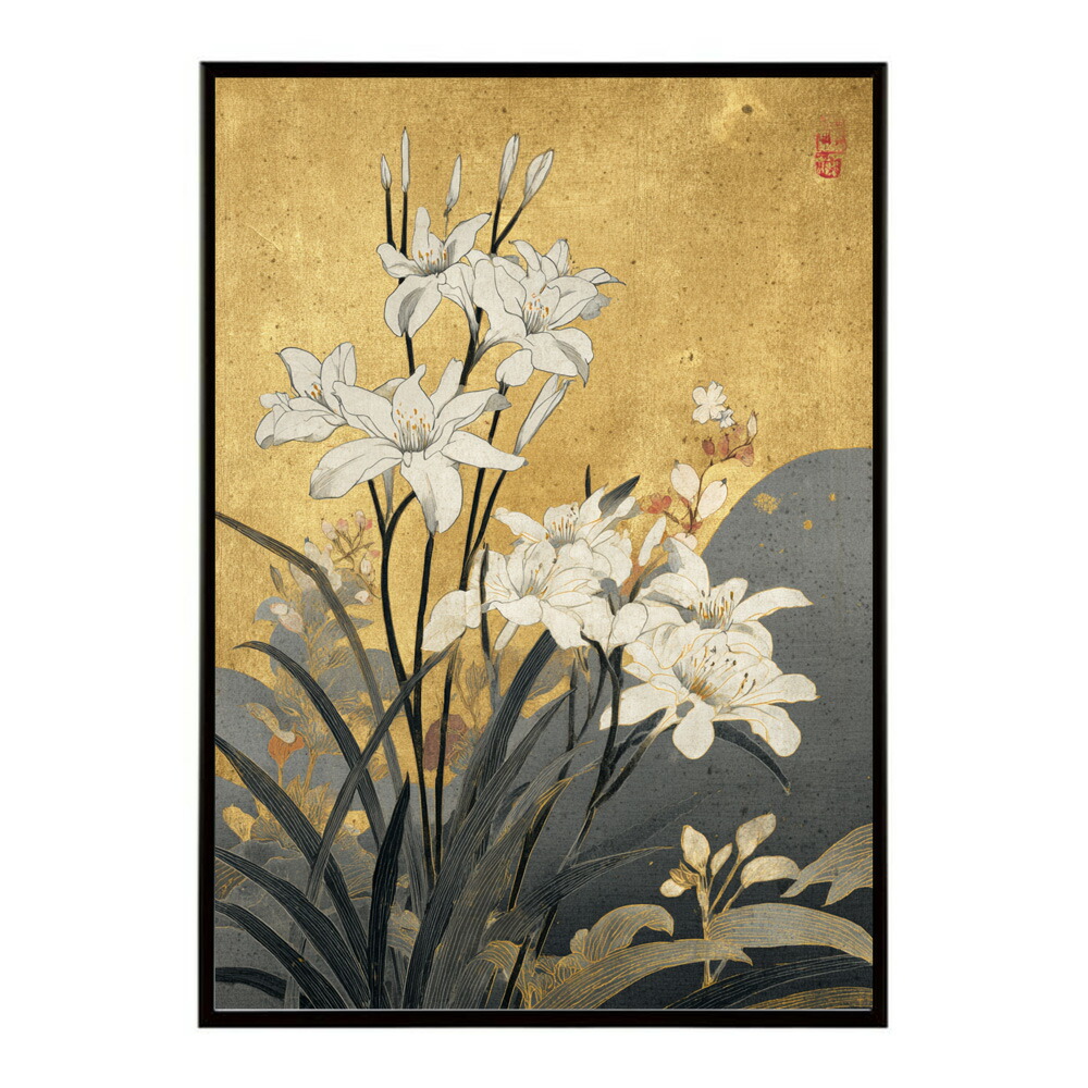 レトロフラワー 花 浮世絵 古典 花札 植物 ボタニカル リース ブーケ ポスター 用紙とサイズが選べる インテリア おしゃれ プリントポスター 【km-poster-77】