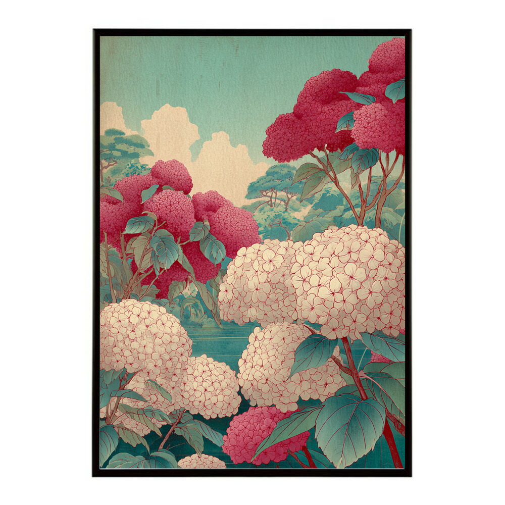 レトロフラワー 花 浮世絵 古典 花札 植物 ボタニカル リース ブーケ ポスター 用紙とサイズが選べる インテリア おしゃれ プリントポスター 【km-poster-89】