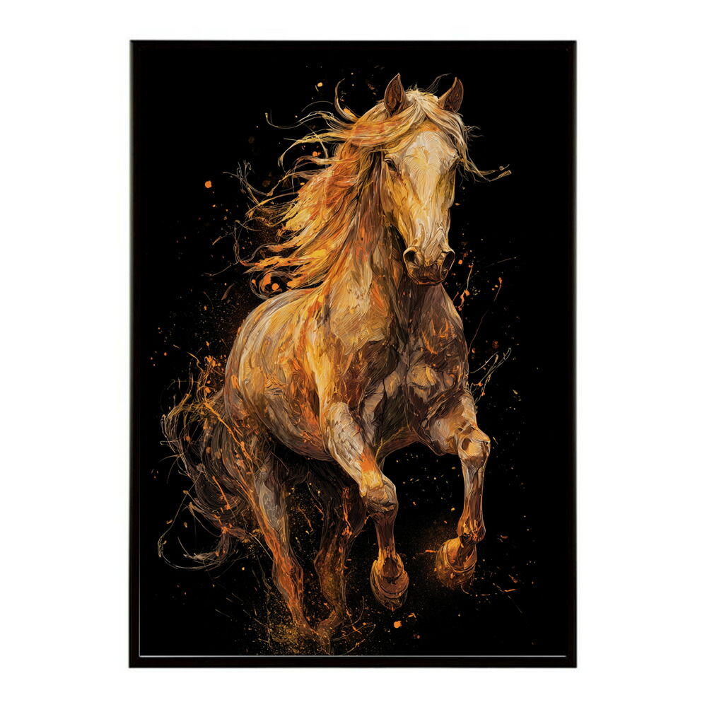 ポスター 馬 アートポスター おしゃれ 絵画 風 イラスト 日本画 浮世絵 風 インテリア 壁掛け モダン 和モダン リビング 玄関 寝室インテリア おしゃれ プリントポスター フォト イラスト お洒落 特大 大きい【km-poster-1174】
