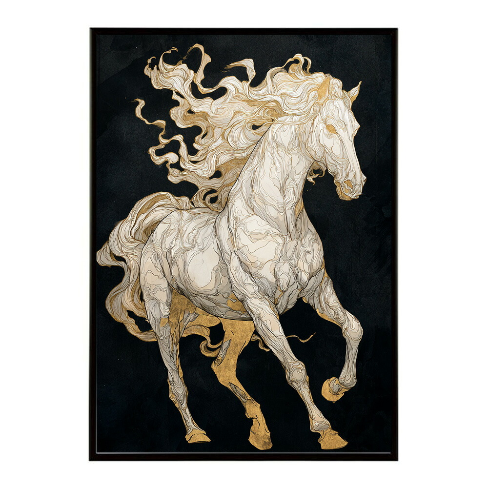 ポスター 馬 アートポスター おしゃれ 絵画 風 イラスト 日本画 浮世絵 風 インテリア 壁掛け モダン 和モダン リビング 玄関 寝室インテリア おしゃれ プリントポスター フォト イラスト お洒落 特大 大きい【km-poster-1213】