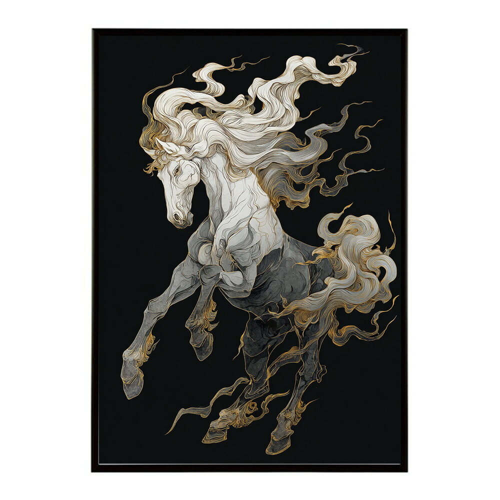 ポスター 馬 アートポスター おしゃれ 絵画 風 イラスト 日本画 浮世絵 風 インテリア 壁掛け モダン 和モダン リビング 玄関 寝室インテリア おしゃれ プリントポスター フォト イラスト お洒落 特大 大きい【km-poster-1216】