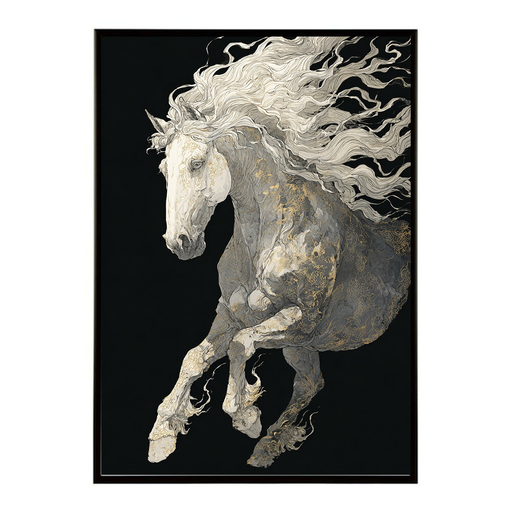 ポスター 馬 アートポスター おしゃれ 絵画 風 イラスト 日本画 浮世絵 風 インテリア 壁掛け モダン 和モダン リビング 玄関 寝室インテリア おしゃれ プリントポスター フォト イラスト お洒落 特大 大きい【km-poster-1225】