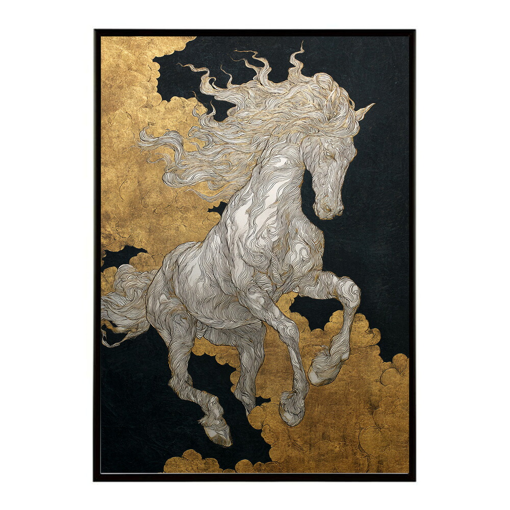 ポスター 馬 アートポスター おしゃれ 絵画 風 イラスト 日本画 浮世絵 風 インテリア 壁掛け モダン 和モダン リビング 玄関 寝室インテリア おしゃれ プリントポスター フォト イラスト お洒落 特大 大きい【km-poster-1228】