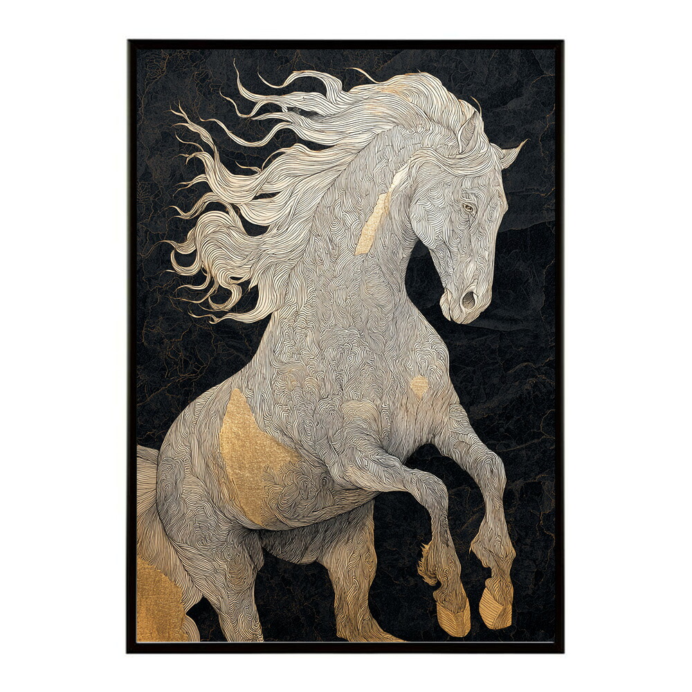 ポスター 馬 アートポスター おしゃれ 絵画 風 イラスト 日本画 浮世絵 風 インテリア 壁掛け モダン 和モダン リビング 玄関 寝室インテリア おしゃれ プリントポスター フォト イラスト お洒落 特大 大きい【km-poster-1231】