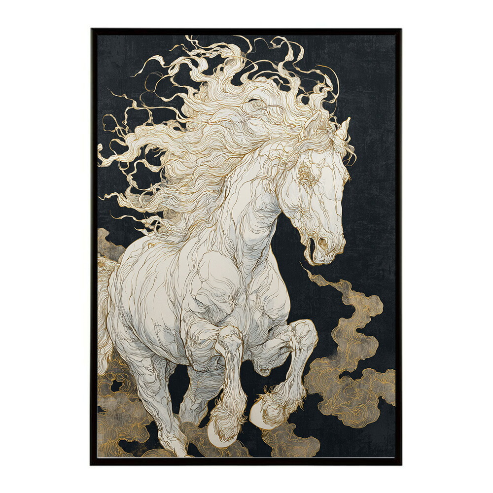 ポスター 馬 アートポスター おしゃれ 絵画 風 イラスト 日本画 浮世絵 風 インテリア 壁掛け モダン 和モダン リビング 玄関 寝室インテリア おしゃれ プリントポスター フォト イラスト お洒落 特大 大きい【km-poster-1234】