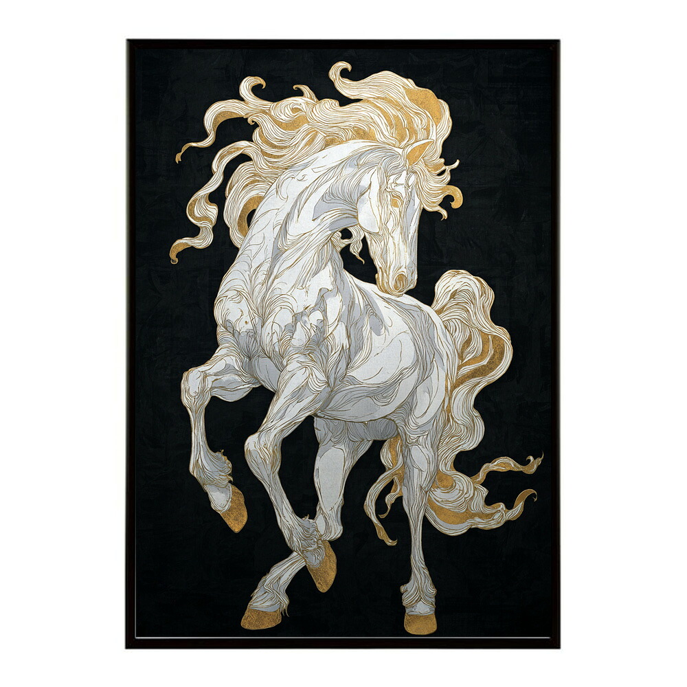 ポスター 馬 アートポスター おしゃれ 絵画 風 イラスト 日本画 浮世絵 風 インテリア 壁掛け モダン 和モダン リビング 玄関 寝室インテリア おしゃれ プリントポスター フォト イラスト お洒落 特大 大きい【km-poster-1243】