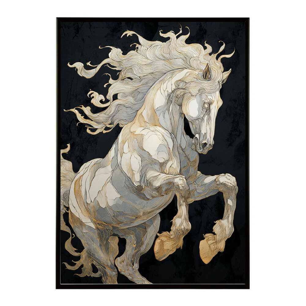 ポスター 馬 アートポスター おしゃれ 絵画 風 イラスト 日本画 浮世絵 風 インテリア 壁掛け モダン 和モダン リビング 玄関 寝室インテリア おしゃれ プリントポスター フォト イラスト お洒落 特大 大きい【km-poster-1248】