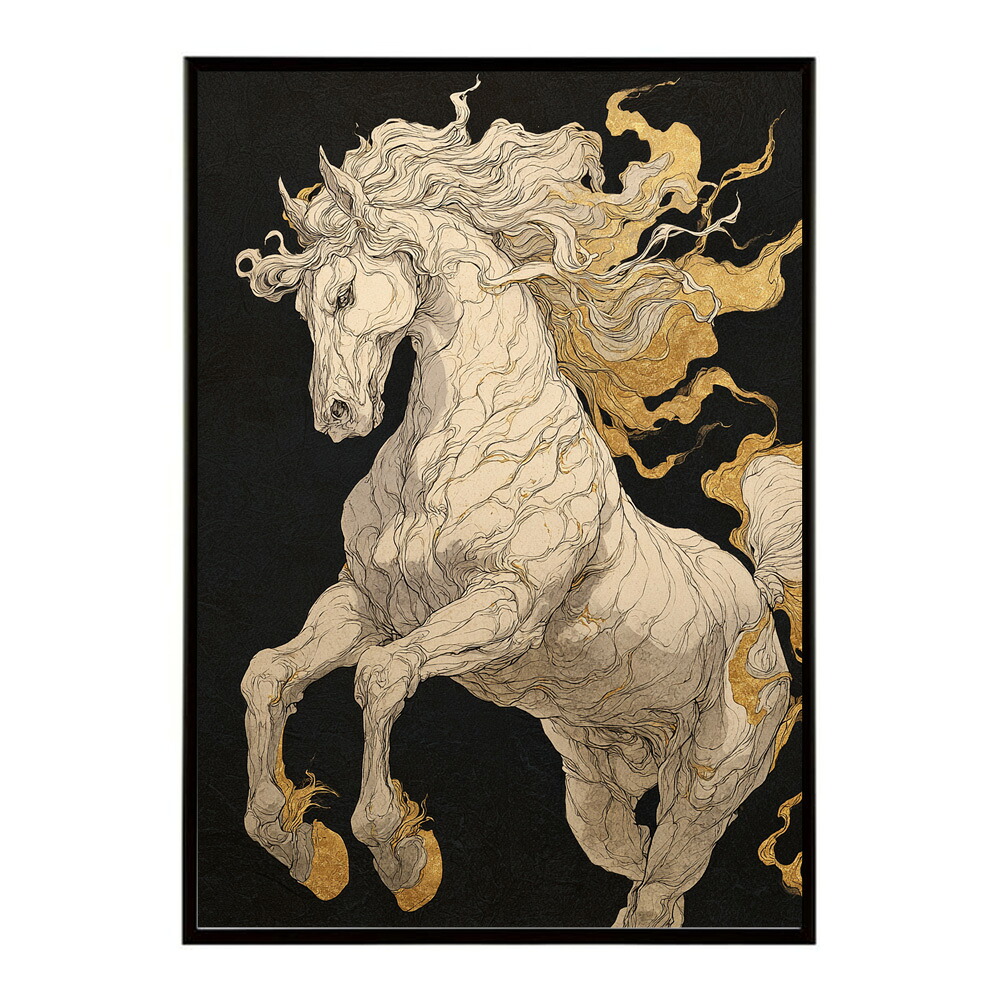 ポスター 馬 アートポスター おしゃれ 絵画 風 イラスト 日本画 浮世絵 風 インテリア 壁掛け モダン 和モダン リビング 玄関 寝室インテリア おしゃれ プリントポスター フォト イラスト お洒落 特大 大きい【km-poster-1253】