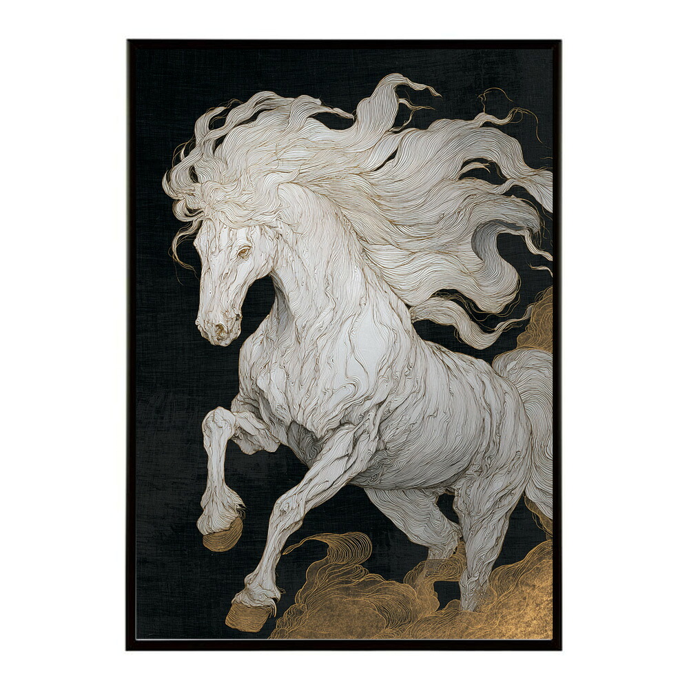 ポスター 馬 アートポスター おしゃれ 絵画 風 イラスト 日本画 浮世絵 風 インテリア 壁掛け モダン 和モダン リビング 玄関 寝室インテリア おしゃれ プリントポスター フォト イラスト お洒落 特大 大きい【km-poster-1256】