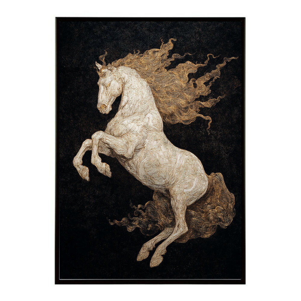 ポスター 馬 アートポスター おしゃれ 絵画 風 イラスト 日本画 浮世絵 風 インテリア 壁掛け モダン 和モダン リビング 玄関 寝室インテリア おしゃれ プリントポスター フォト イラスト お洒落 特大 大きい【km-poster-1269】