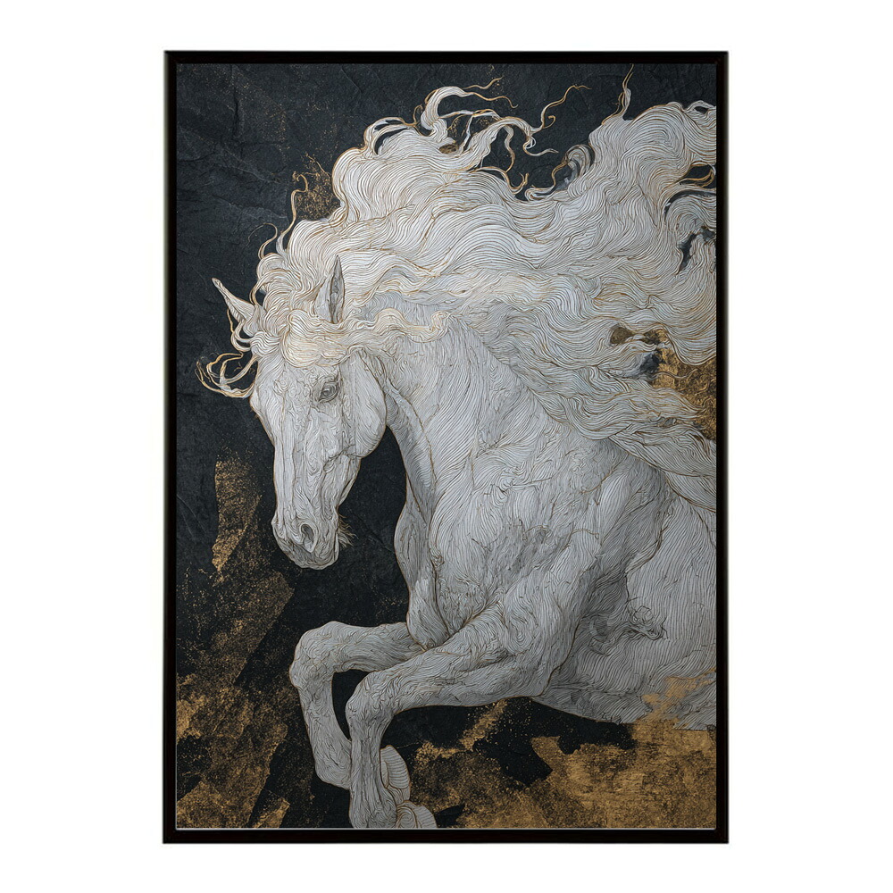 ポスター 馬 アートポスター おしゃれ 絵画 風 イラスト 日本画 浮世絵 風 インテリア 壁掛け モダン 和モダン リビング 玄関 寝室インテリア おしゃれ プリントポスター フォト イラスト お洒落 特大 大きい【km-poster-1271】