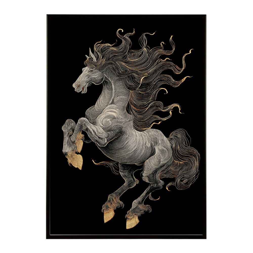 ポスター 馬 アートポスター おしゃれ 絵画 風 イラスト 日本画 浮世絵 風 インテリア 壁掛け モダン 和モダン リビング 玄関 寝室インテリア おしゃれ プリントポスター フォト イラスト お洒落 特大 大きい【km-poster-1285】