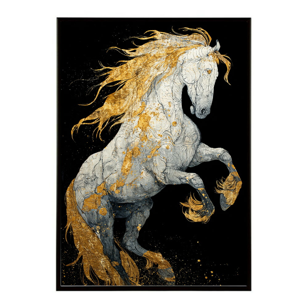 ポスター 馬 アートポスター おしゃれ 絵画 風 イラスト 日本画 浮世絵 風 インテリア 壁掛け モダン 和モダン リビング 玄関 寝室インテリア おしゃれ プリントポスター フォト イラスト お洒落 特大 大きい【km-poster-1290】