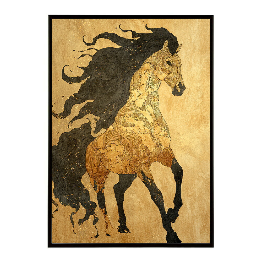 ポスター 馬 アートポスター おしゃれ 絵画 風 イラスト 日本画 浮世絵 風 インテリア 壁掛け モダン 和モダン リビング 玄関 寝室インテリア おしゃれ プリントポスター フォト イラスト お洒落 特大 大きい【km-poster-1298】