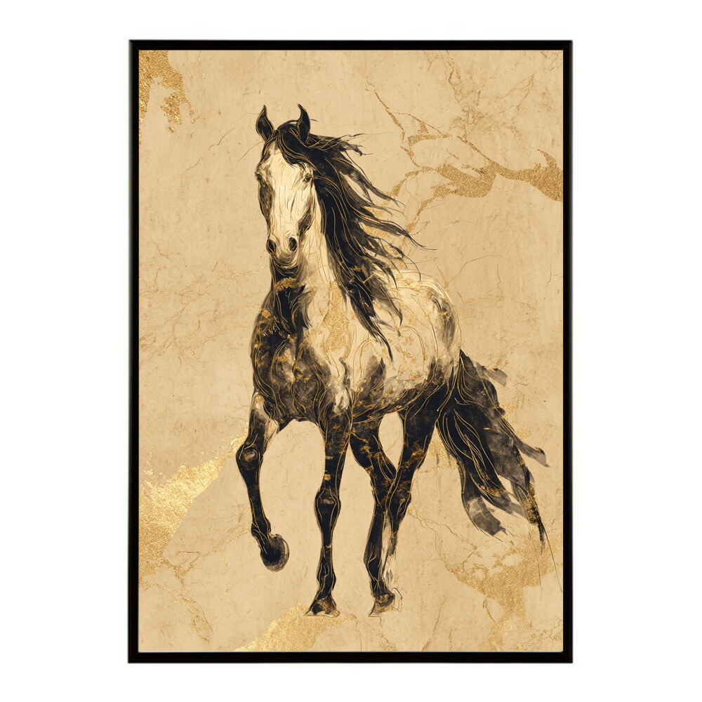 ポスター 馬 アートポスター おしゃれ 絵画 風 イラスト 日本画 浮世絵 風 インテリア 壁掛け モダン 和モダン リビング 玄関 寝室インテリア おしゃれ プリントポスター フォト イラスト お洒落 特大 大きい【km-poster-1302】