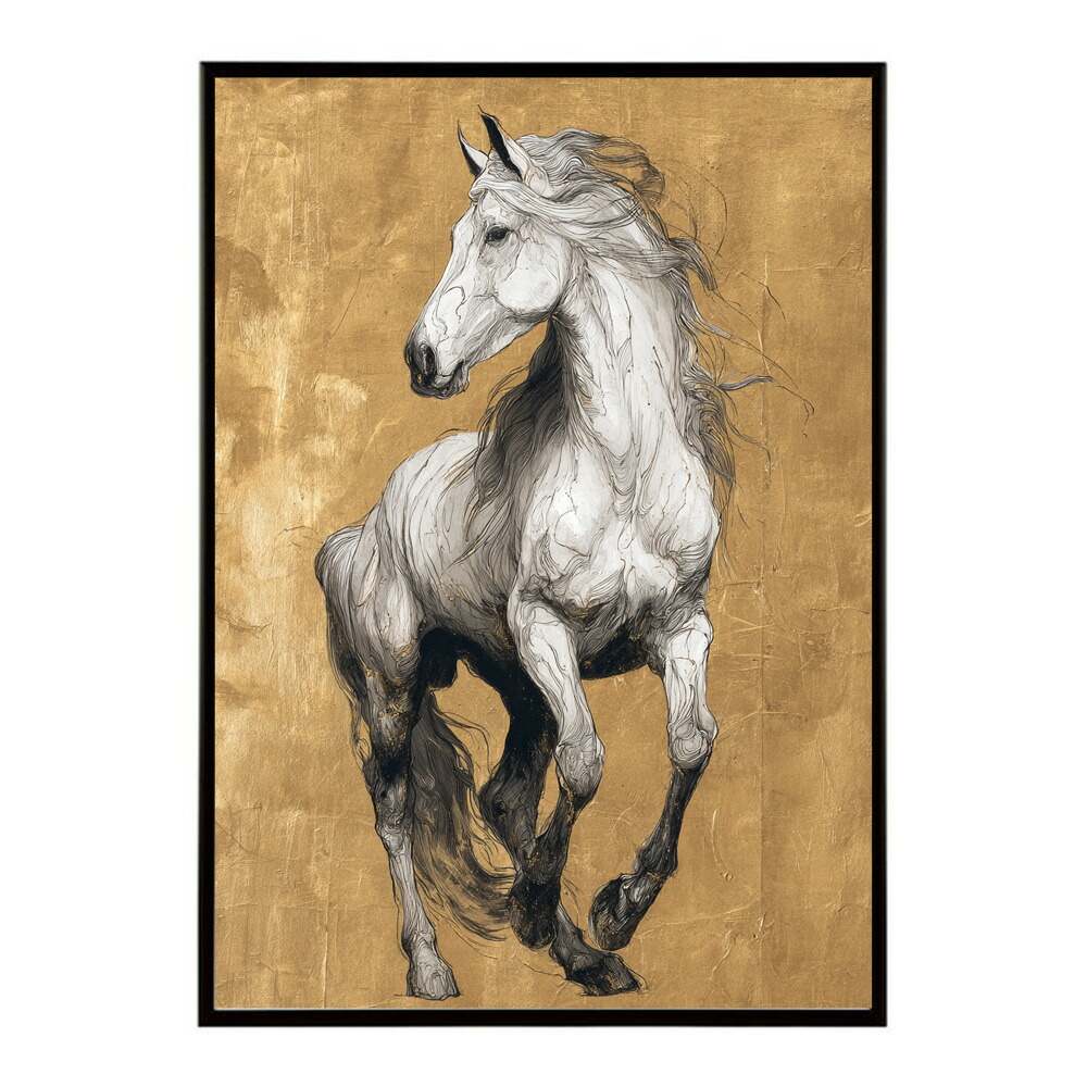 ポスター 馬 アートポスター おしゃれ 絵画 風 イラスト 日本画 浮世絵 風 インテリア 壁掛け モダン 和モダン リビング 玄関 寝室インテリア おしゃれ プリントポスター フォト イラスト お洒落 特大 大きい【km-poster-1324】