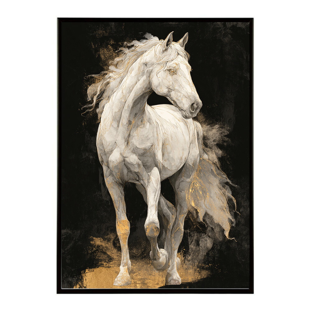 ポスター 馬 アートポスター おしゃれ 絵画 風 イラスト 日本画 浮世絵 風 インテリア 壁掛け モダン 和モダン リビング 玄関 寝室インテリア おしゃれ プリントポスター フォト イラスト お洒落 特大 大きい【km-poster-1331】