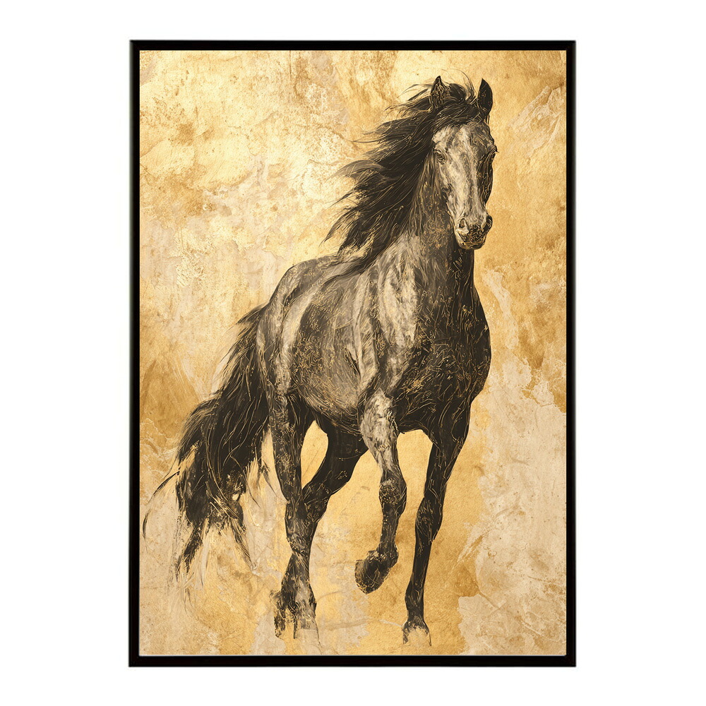 ポスター 馬 アートポスター おしゃれ 絵画 風 イラスト 日本画 浮世絵 風 インテリア 壁掛け モダン 和モダン リビング 玄関 寝室インテリア おしゃれ プリントポスター フォト イラスト お洒落 特大 大きい【km-poster-1336】