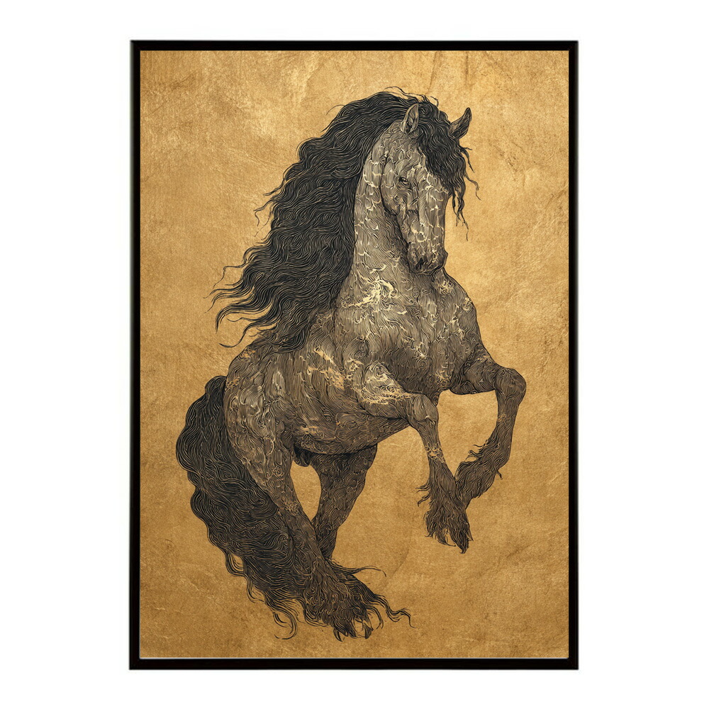 ポスター 馬 アートポスター おしゃれ 絵画 風 イラスト 日本画 浮世絵 風 インテリア 壁掛け モダン 和モダン リビング 玄関 寝室インテリア おしゃれ プリントポスター フォト イラスト お洒落 特大 大きい【km-poster-1357】