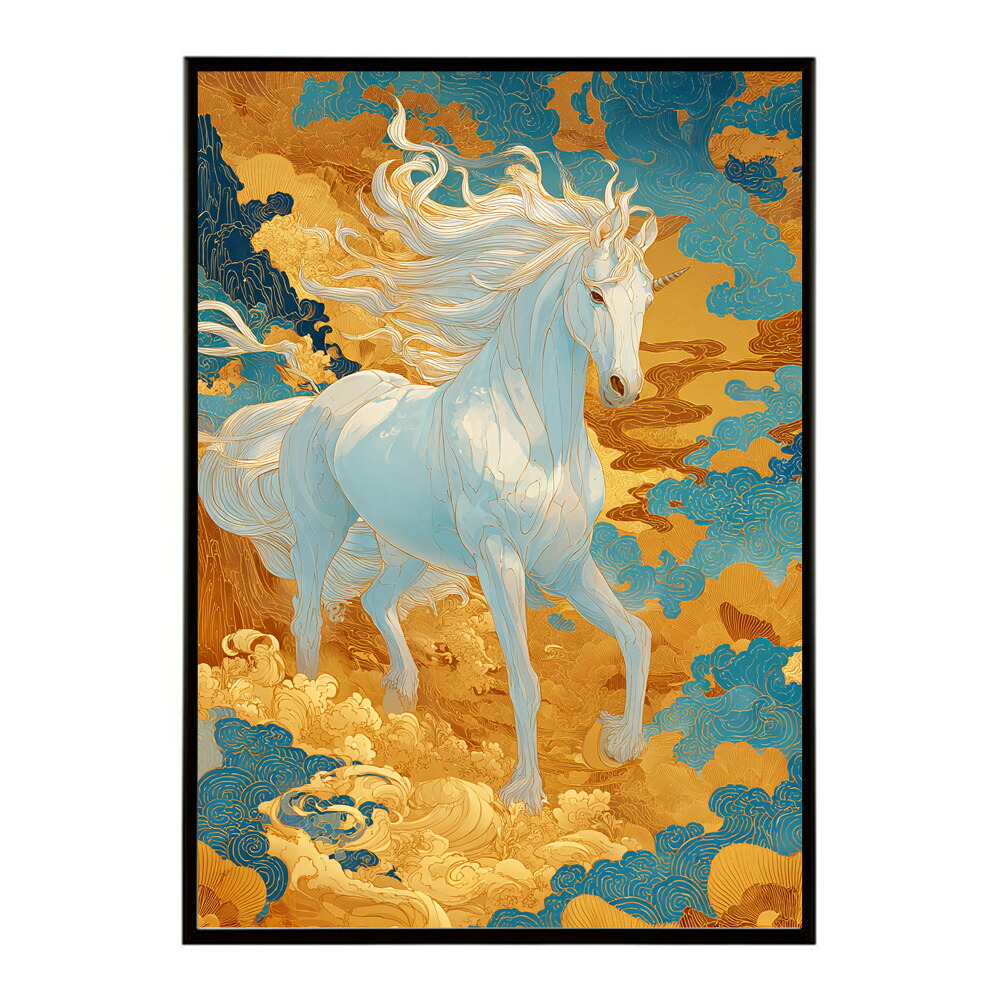 ポスター 馬 アートポスター おしゃれ 絵画 風 イラスト 日本画 浮世絵 風 インテリア 壁掛け モダン 和モダン リビング 玄関 寝室インテリア おしゃれ プリントポスター フォト イラスト お洒落 特大 大きい【km-poster-1363】