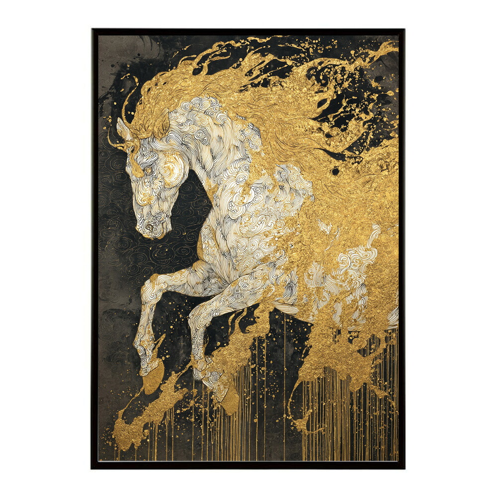 ポスター 馬 アートポスター おしゃれ 絵画 風 イラスト 日本画 浮世絵 風 インテリア 壁掛け モダン 和モダン リビング 玄関 寝室インテリア おしゃれ プリントポスター フォト イラスト お洒落 特大 大きい【km-poster-1391】