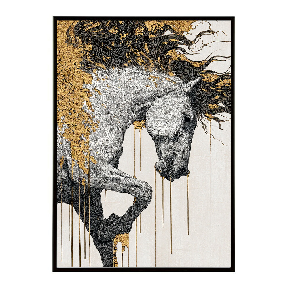 ポスター 馬 アートポスター おしゃれ 絵画 風 イラスト 日本画 浮世絵 風 インテリア 壁掛け モダン 和モダン リビング 玄関 寝室インテリア おしゃれ プリントポスター フォト イラスト お洒落 特大 大きい【km-poster-1422】