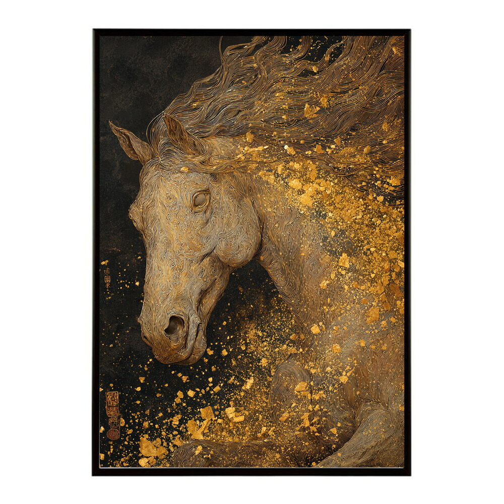 ポスター 馬 アートポスター おしゃれ 絵画 風 イラスト 日本画 浮世絵 風 インテリア 壁掛け モダン 和モダン リビング 玄関 寝室インテリア おしゃれ プリントポスター フォト イラスト お洒落 特大 大きい【km-poster-1429】