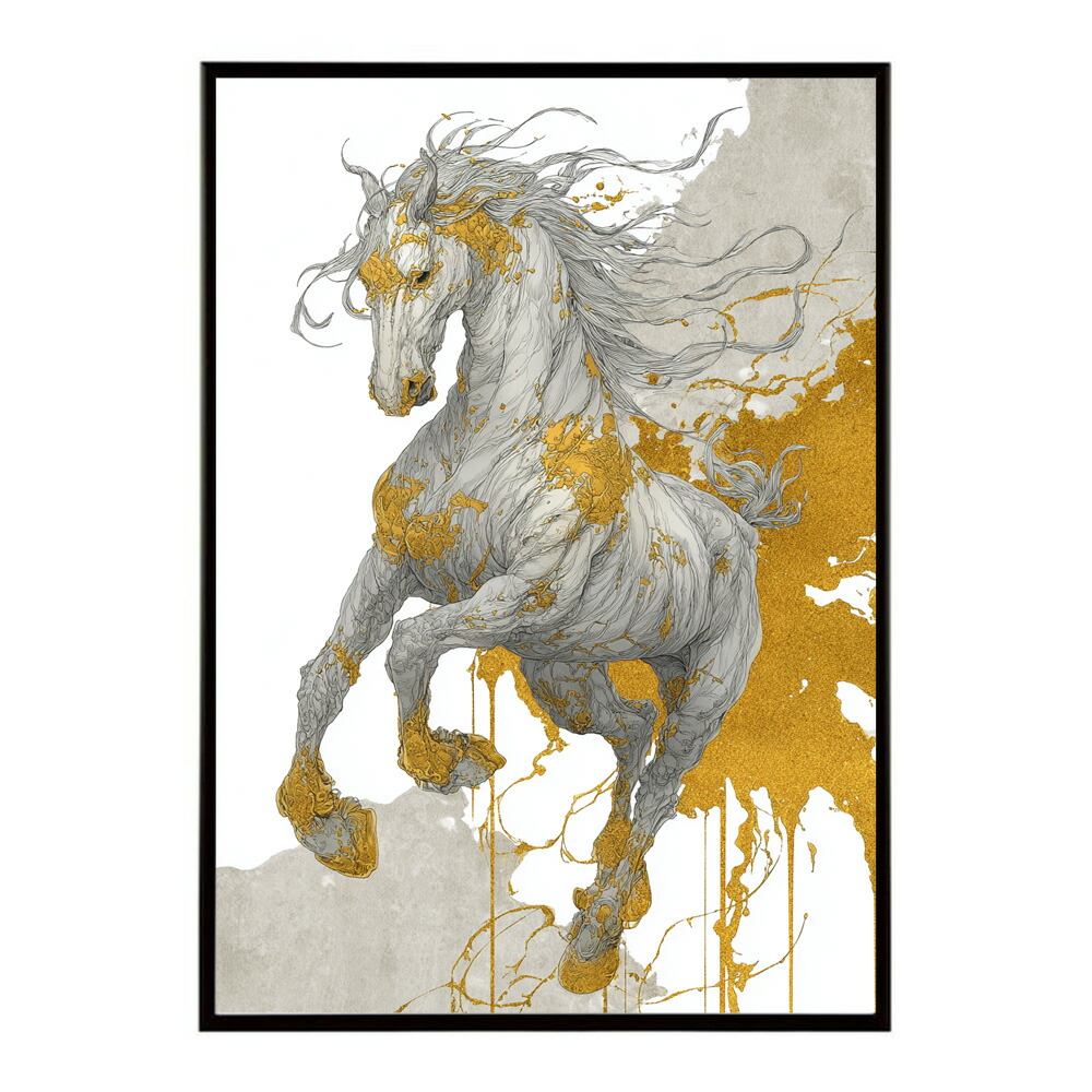 ポスター 馬 アートポスター おしゃれ 絵画 風 イラスト 日本画 浮世絵 風 インテリア 壁掛け モダン 和モダン リビング 玄関 寝室インテリア おしゃれ プリントポスター フォト イラスト お洒落 特大 大きい【km-poster-1431】