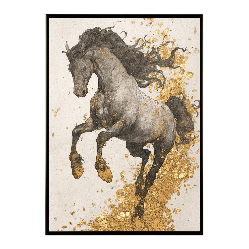 ポスター 馬 アートポスター おしゃれ 絵画 風 イラスト 日本画 浮世絵 風 インテリア 壁掛け モダン 和モダン リビング 玄関 寝室インテリア おしゃれ プリントポスター フォト イラスト お洒落 特大 大きい【km-poster-1437】